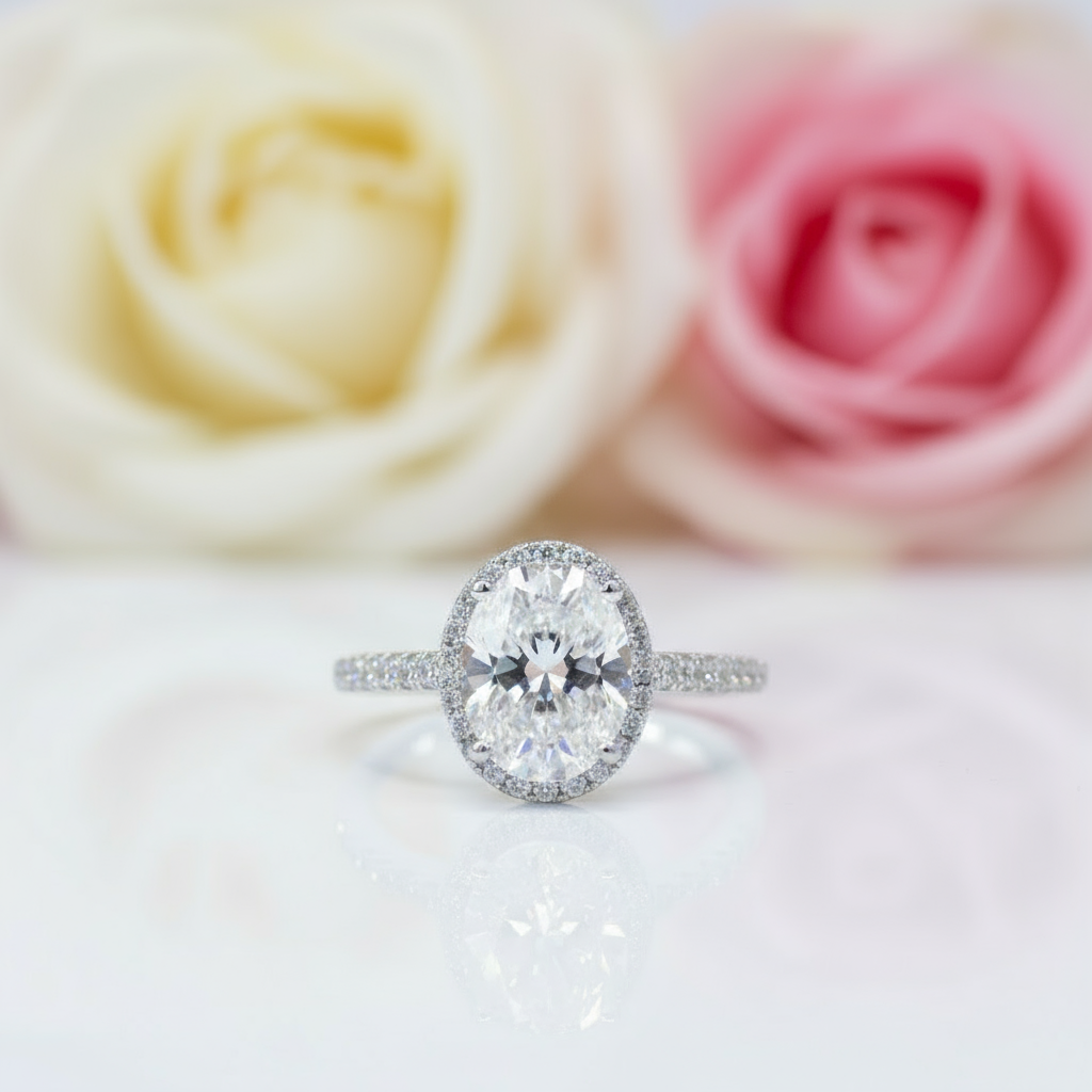 2.0 Ct Excellent Oval Cut Sparkling Diamond Engagement Ring-Black Diamonds New York