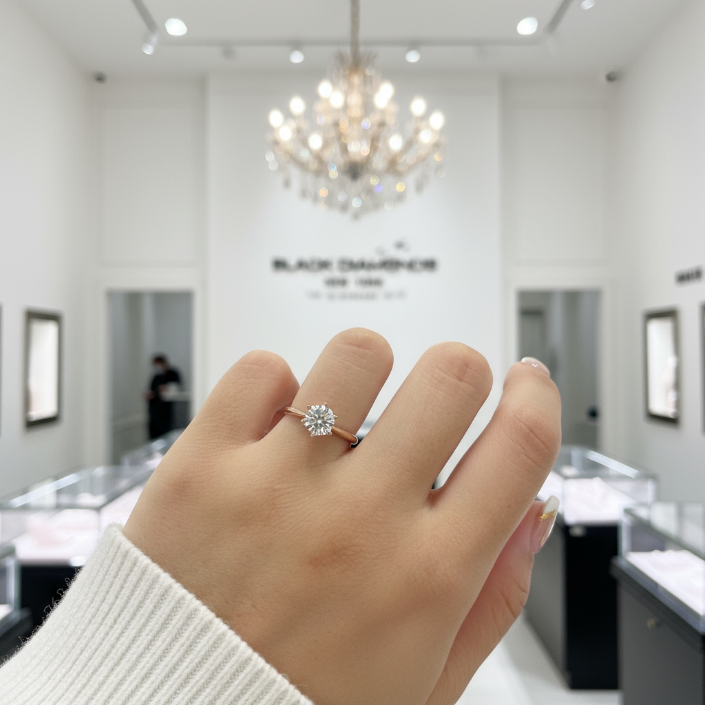 Round Cut 3.0 Ct Diamond Engagement Ring-Black Diamonds New York