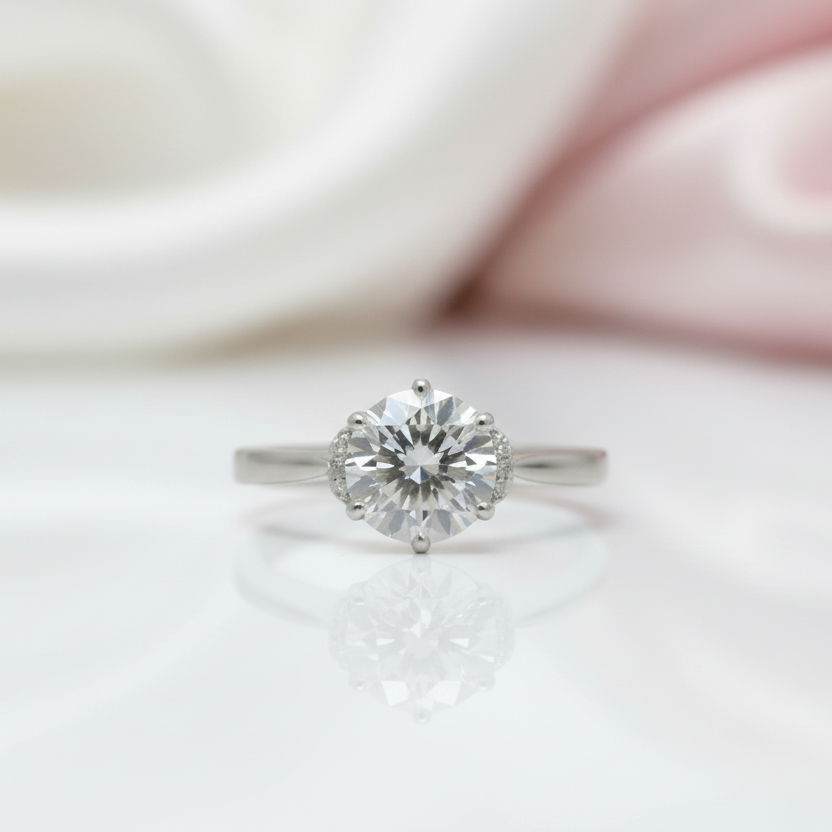 1.0 Ct Round Cut Diamond Option Love Crown Engagement Ring-Black Diamonds New York