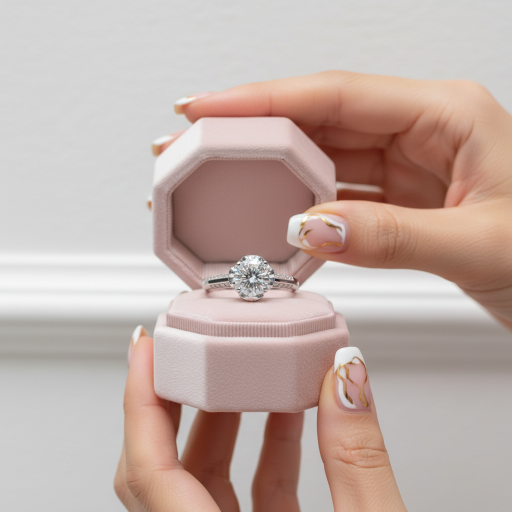 1.0 Ct Round Cut Diamond Option Rose Bud Engagement Ring-Black Diamonds New York