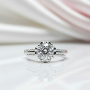 1.0 Ct Round Cut Diamond Option Rose Bud Engagement Ring-Black Diamonds New York