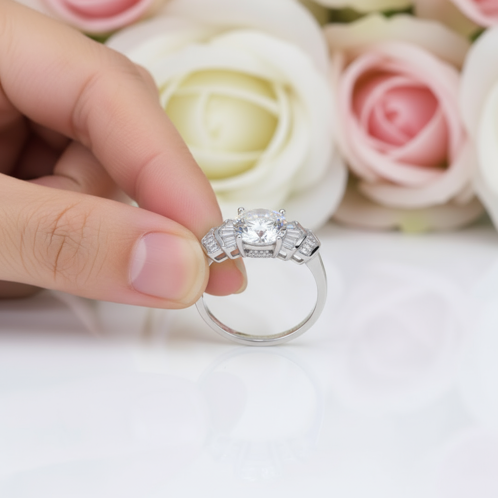 8*8mm Crackling Diamond Engagement Ring-Black Diamonds New York