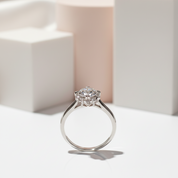 1.0 Ct Round Cut Diamond 8 Heart Claws Engagement Ring-Black Diamonds New York