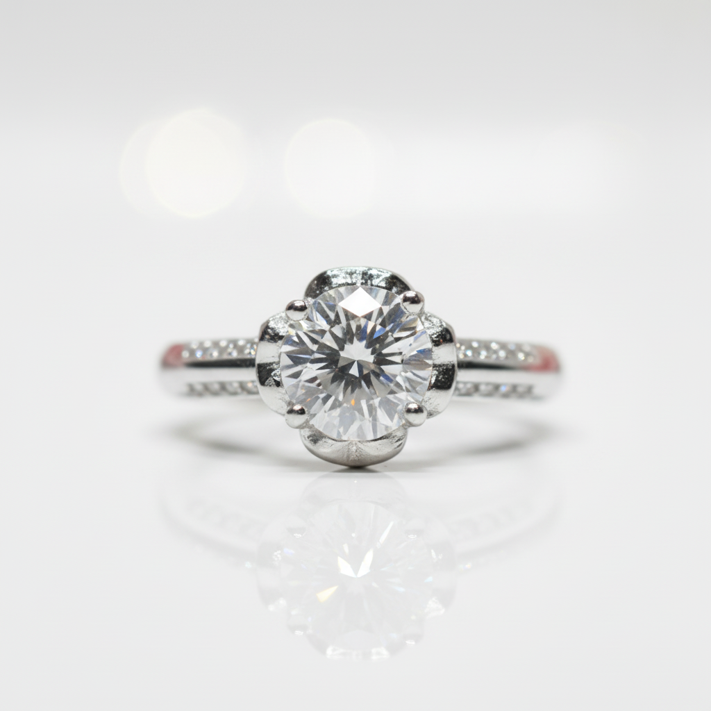 1.0 Ct Round Cut Diamond Option Rose Bud Engagement Ring-Black Diamonds New York