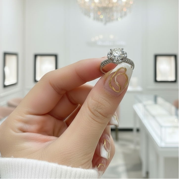 1.0 Ct Round Cut Diamond Option Rose Bud Engagement Ring-Black Diamonds New York