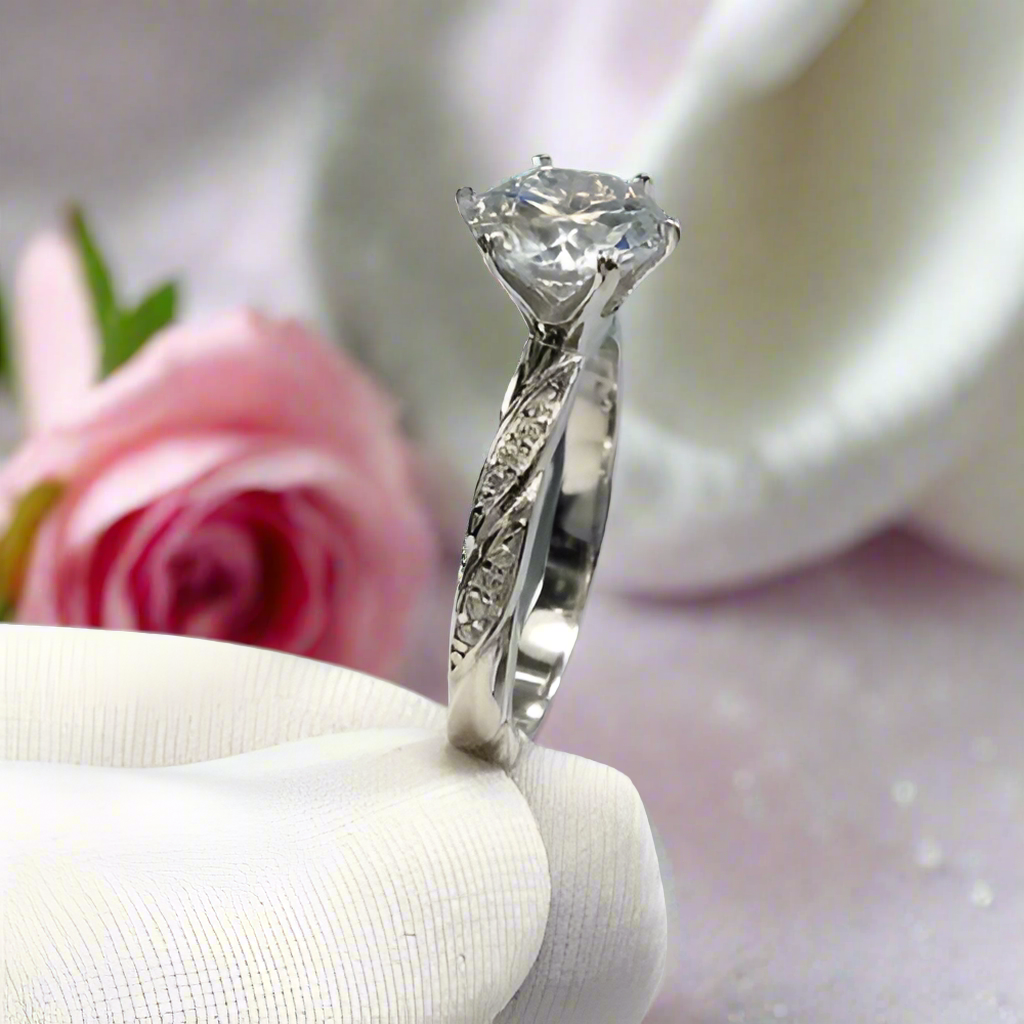 2.0 Ct Round Cut Diamond Twin Blossom Engagement Ring-Black Diamonds New York