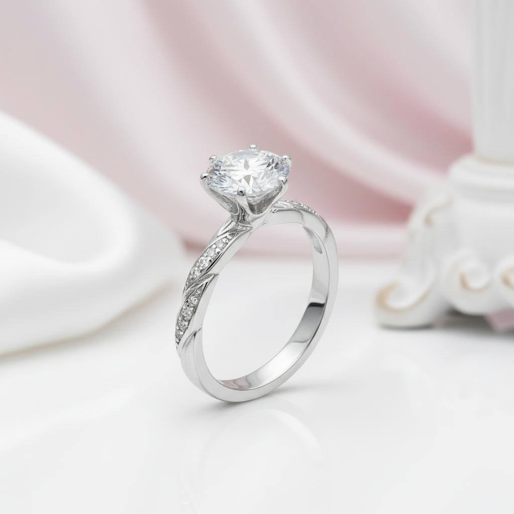 2.0 Ct Round Cut Diamond Option Twin Blossom Engagement Ring-Black Diamonds New York