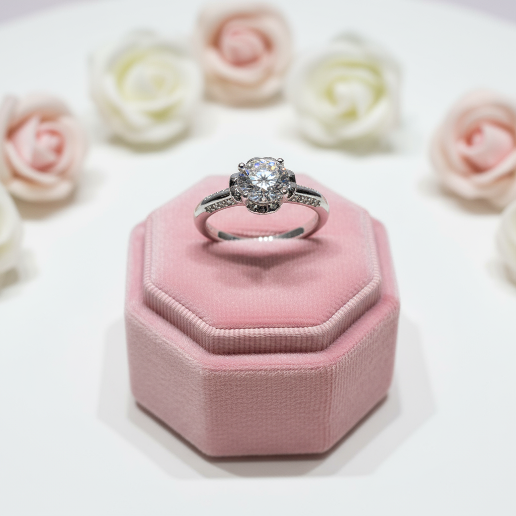 1.0 Ct Round Cut Diamond Rose Bud Engagement Ring-Black Diamonds New York