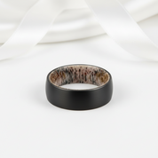 8mm Tungsten Steel Shell And Antler Inner Wedding Band-Black Diamonds New York