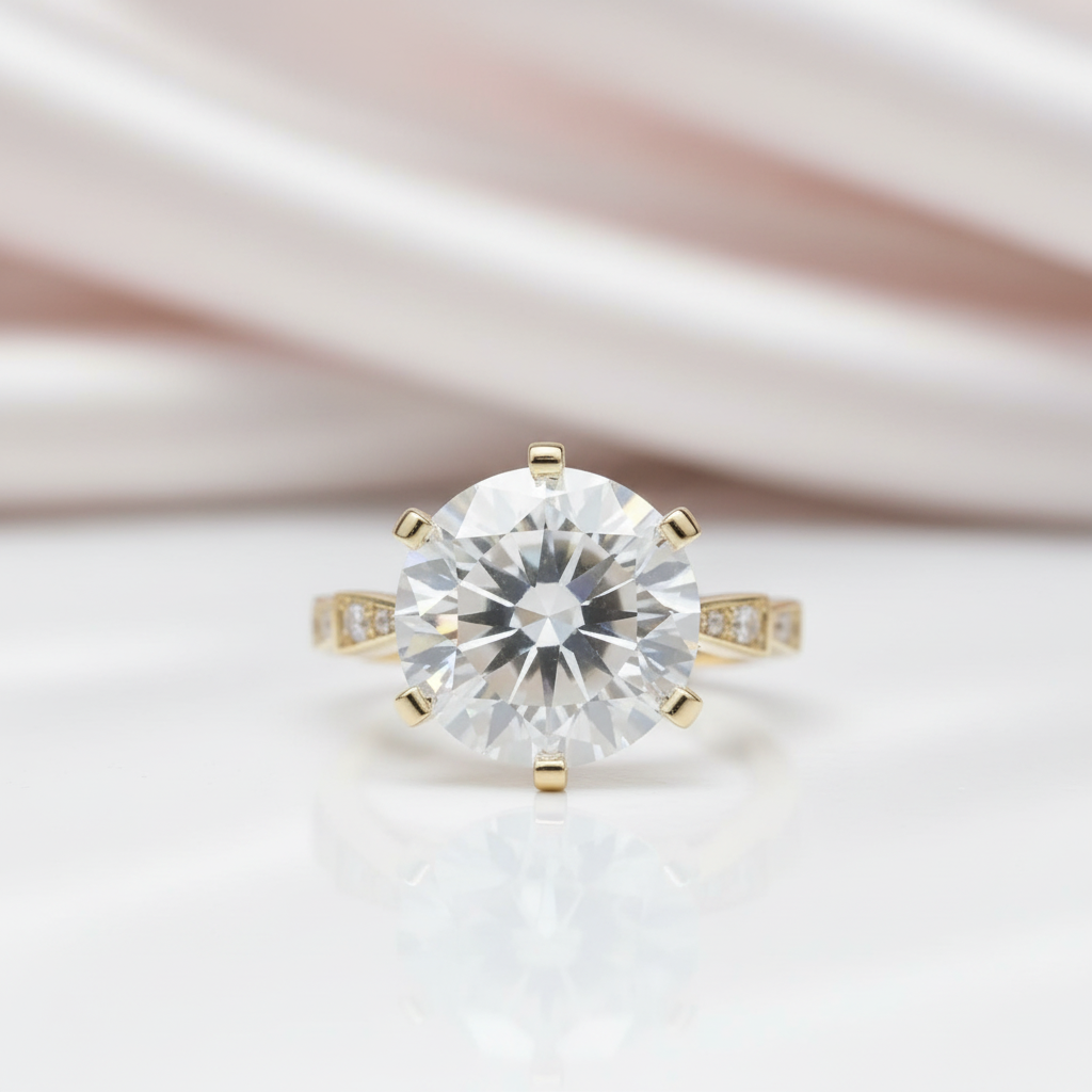 5 Carat Round Cut Crackling Diamond Option Engagement Ring-Black Diamonds New York