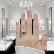 Multicolor Natural Tourmaline Ring-Black Diamonds New York