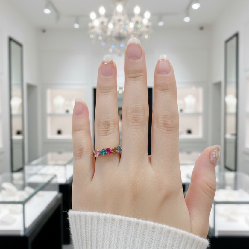 Multicolor Natural Tourmaline Ring-Black Diamonds New York