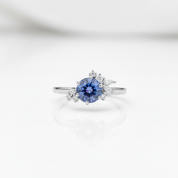 Round Cut 1.0 Ct Blue Diamond Option Engagement Ring-Black Diamonds New York