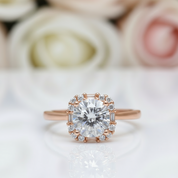 1.0 Ct Round Cut Diamond Halo Engagement Ring-Black Diamonds New York