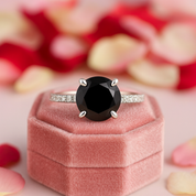 Unique Round Cut Black Diamond Engagement Ring-Black Diamonds New York
