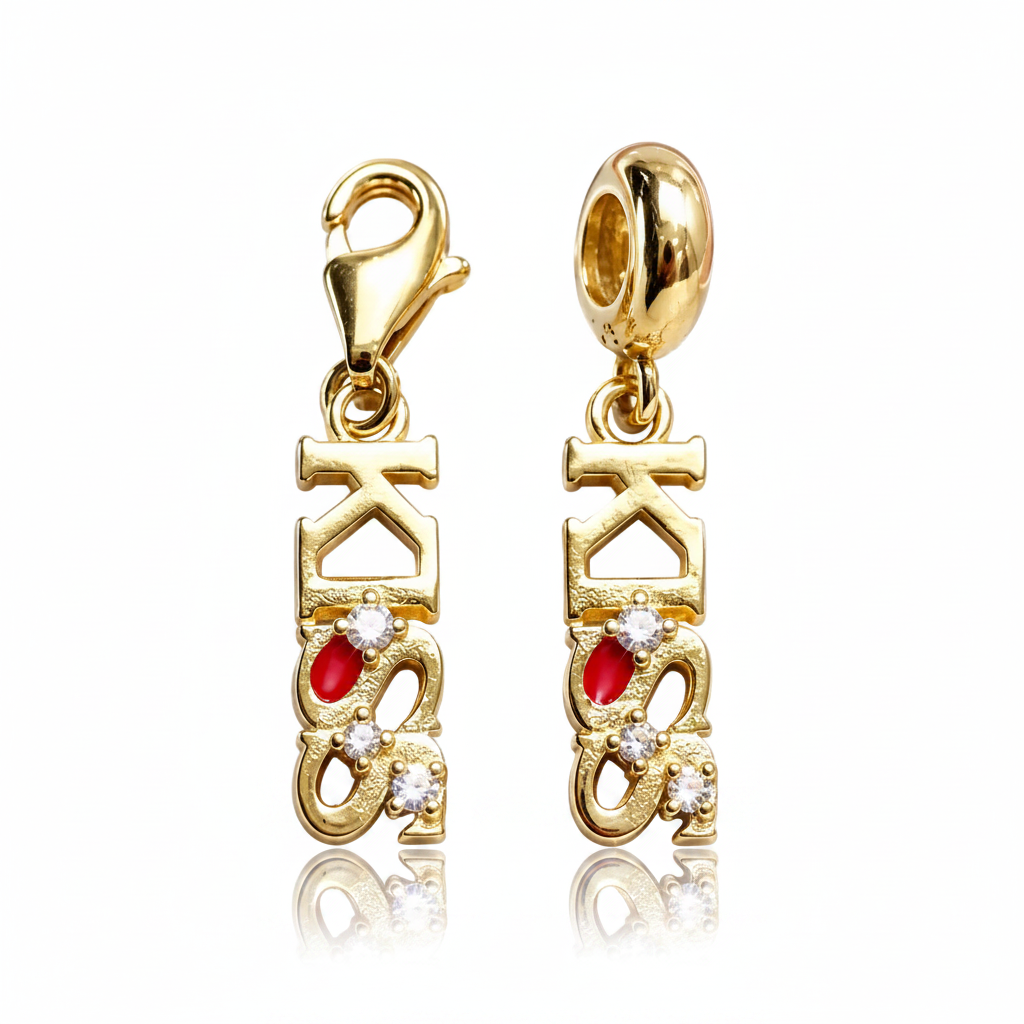 KISS Letter Dangle Charm-Black Diamonds New York