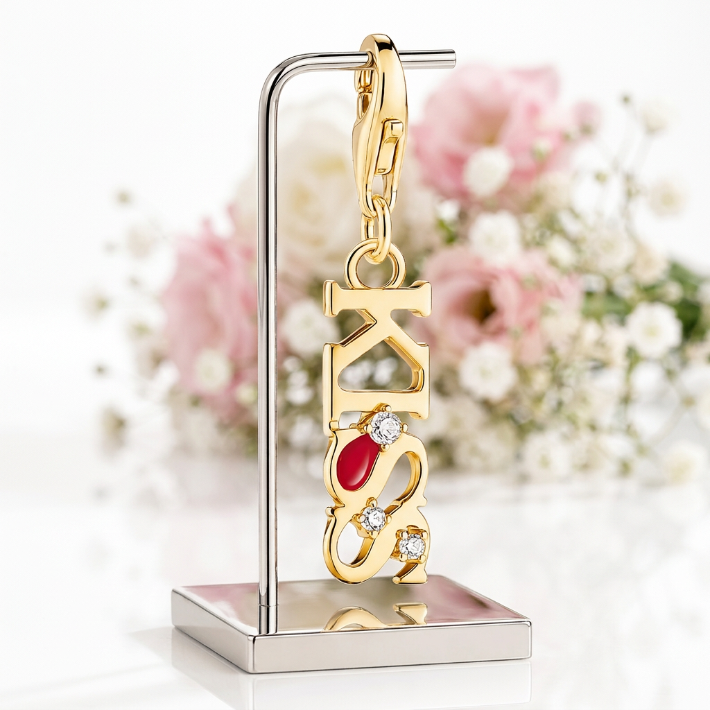 KISS Letter Dangle Charm-Black Diamonds New York