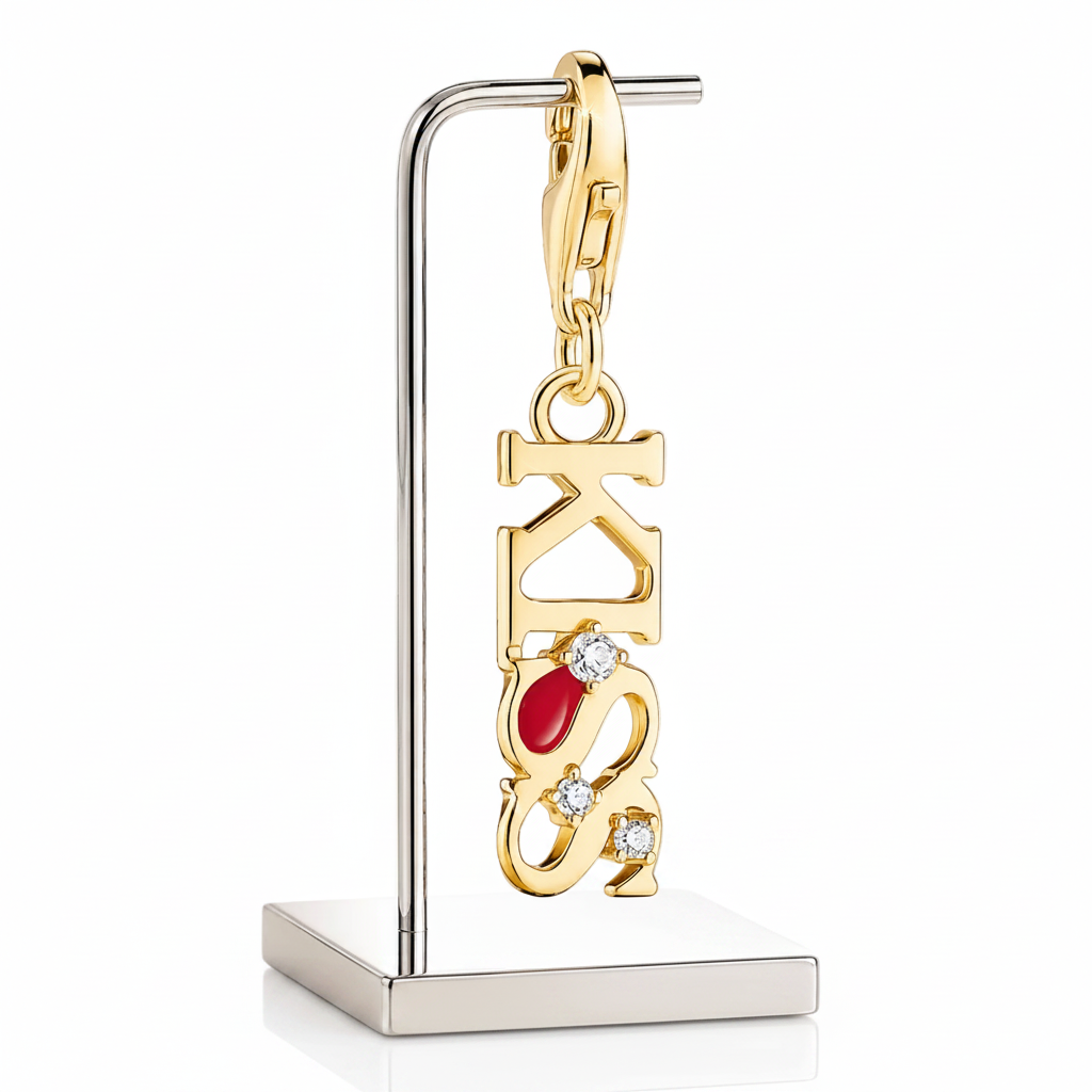 KISS Letter Dangle Charm-Black Diamonds New York
