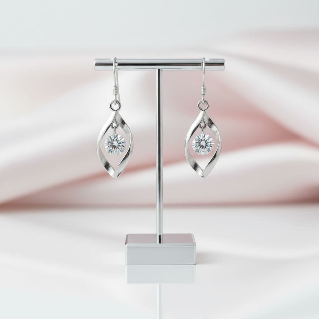 Round Diamond Option Twisted Space Earrings-Black Diamonds New York