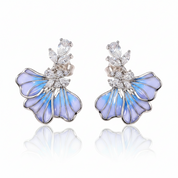 Blue Petal Iris Drop Earrings-Black Diamonds New York