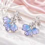 Blue Petal Iris Drop Earrings-Black Diamonds New York
