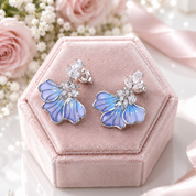Blue Petal Iris Drop Earrings-Black Diamonds New York