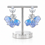 Blue Petal Iris Drop Earrings-Black Diamonds New York