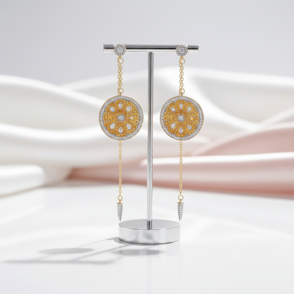 Diamond Option-encrusted Orange String Earrings-Black Diamonds New York
