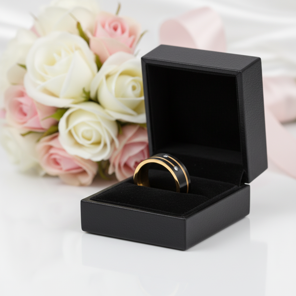 Luxurious Tungsten Wedding Band with Diamond Option-Black Diamonds New York