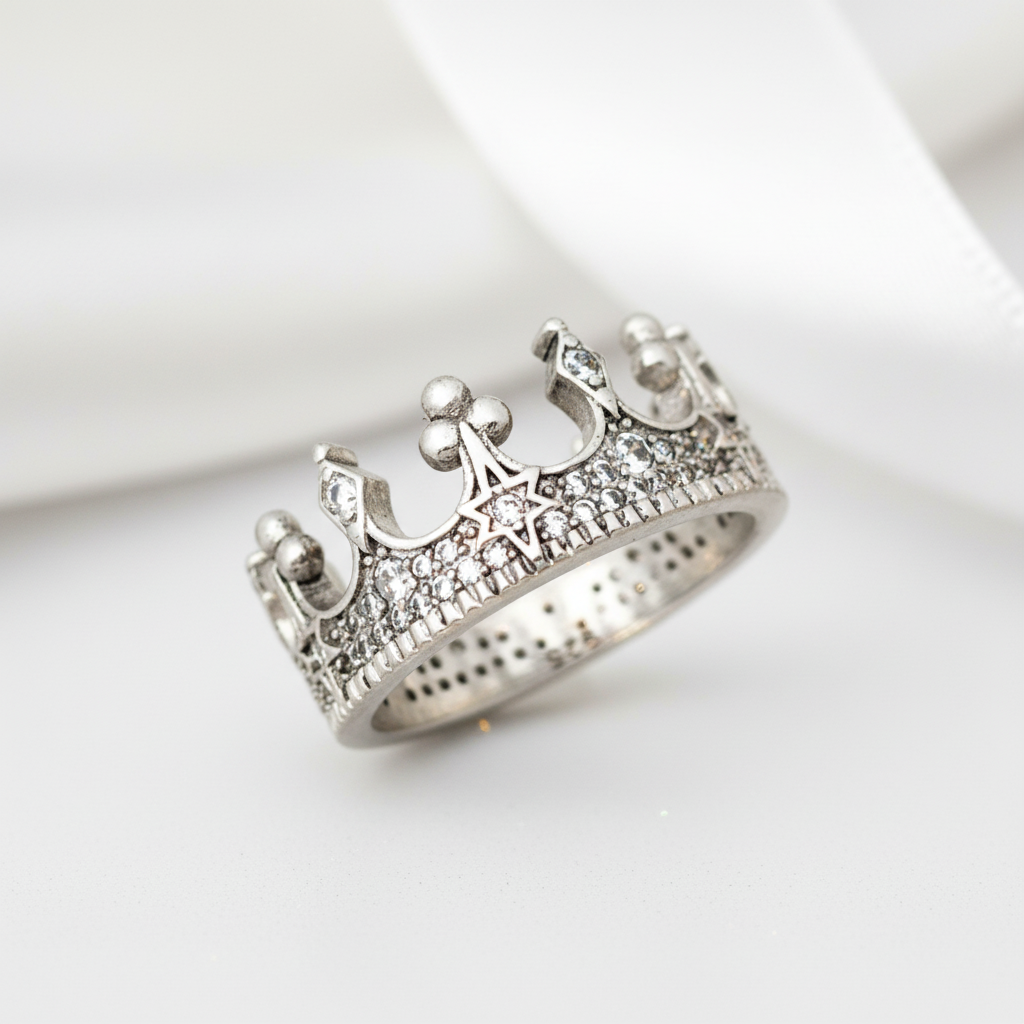 Punk Crown Diamond Pave Setting Ring-Black Diamonds New York