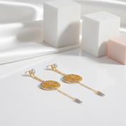 Diamond-encrusted Orange String Earrings-Black Diamonds New York