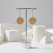 Diamond-encrusted Orange String Earrings-Black Diamonds New York