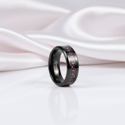 Heart Pattern Pink Carbon Fiber Tungsten Men's Ring-Black Diamonds New York