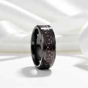 Heart Pattern Pink Carbon Fiber Tungsten Men's Ring-Black Diamonds New York