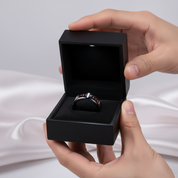 Heart Pattern Pink Carbon Fiber Tungsten Men's Ring-Black Diamonds New York