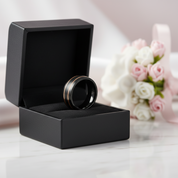 Double Line Inlay Black Tungsten Carbide Men's Ring-Black Diamonds New York