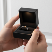 Meteorite Fragments Inlay Brush Black Tungsten Carbide Ring-Black Diamonds New York