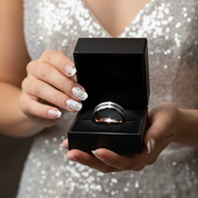 Rose Gold Inner Ring & Black Bevel Groove Tungsten Carbide Men's Ring-Black Diamonds New York