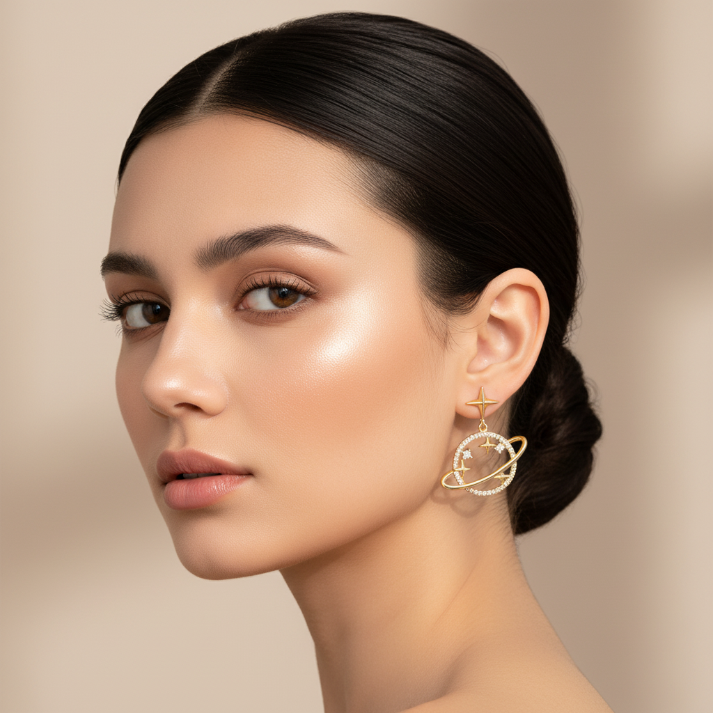 Unique Universe and Stars Diamond Earrings-Black Diamonds New York