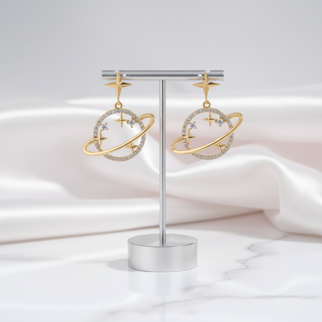 Unique Universe and Stars Diamond Option Earrings-Black Diamonds New York