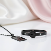 Lock and Key Necklace and Bracelet For Couples-Black Diamonds New York