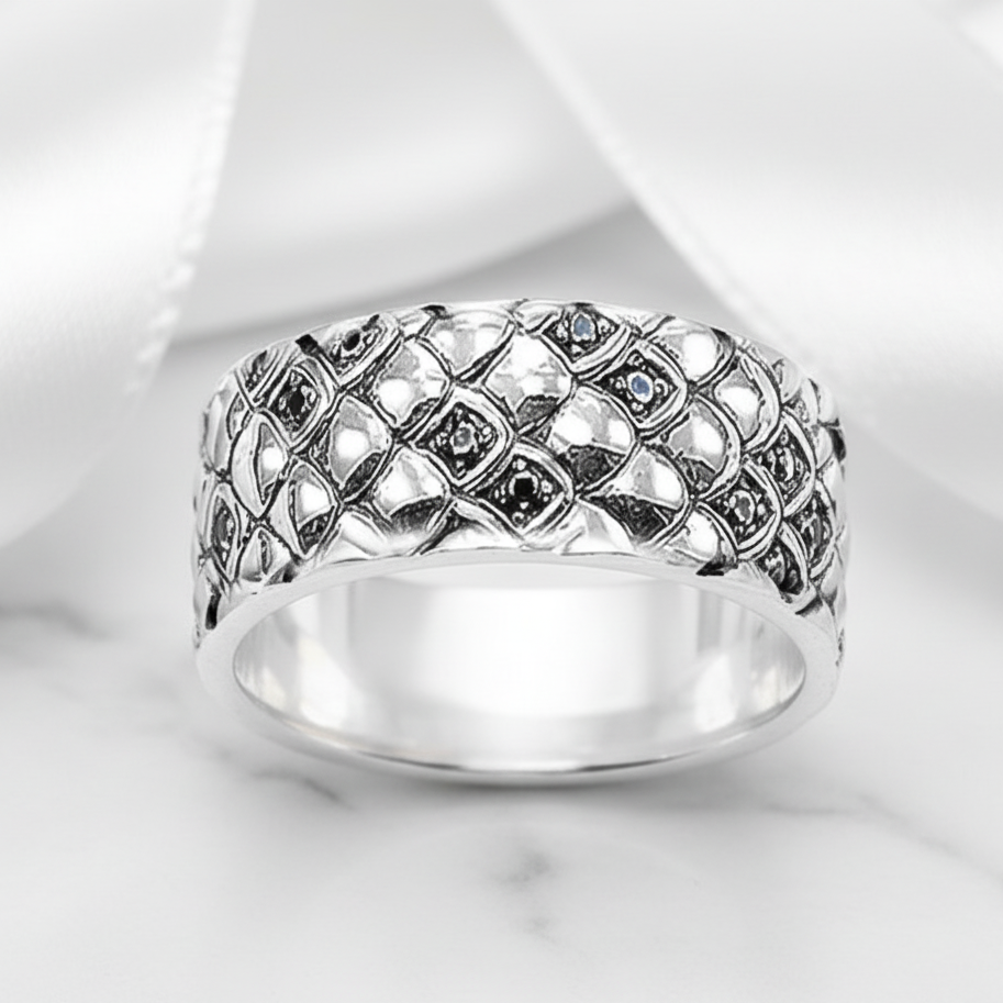 Vintage Style Snake with Diamond Band-Black Diamonds New York