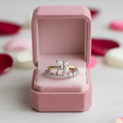 Stunning Yellow Gold 2.5 Carat Princess Cut Bridal Ring Set-Black Diamonds New York