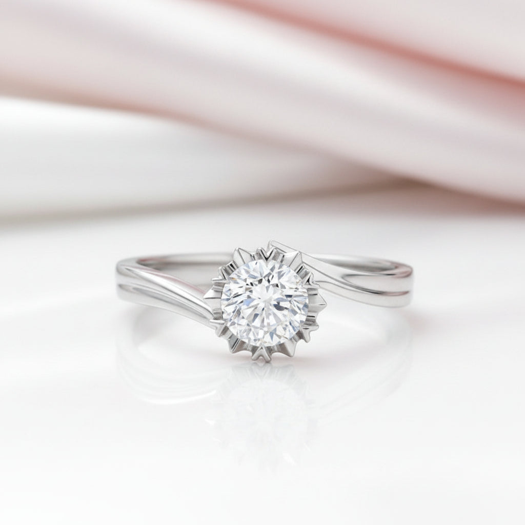 Exquisite Six-Petal Snowflake Diamond Option Ring-Black Diamonds New York
