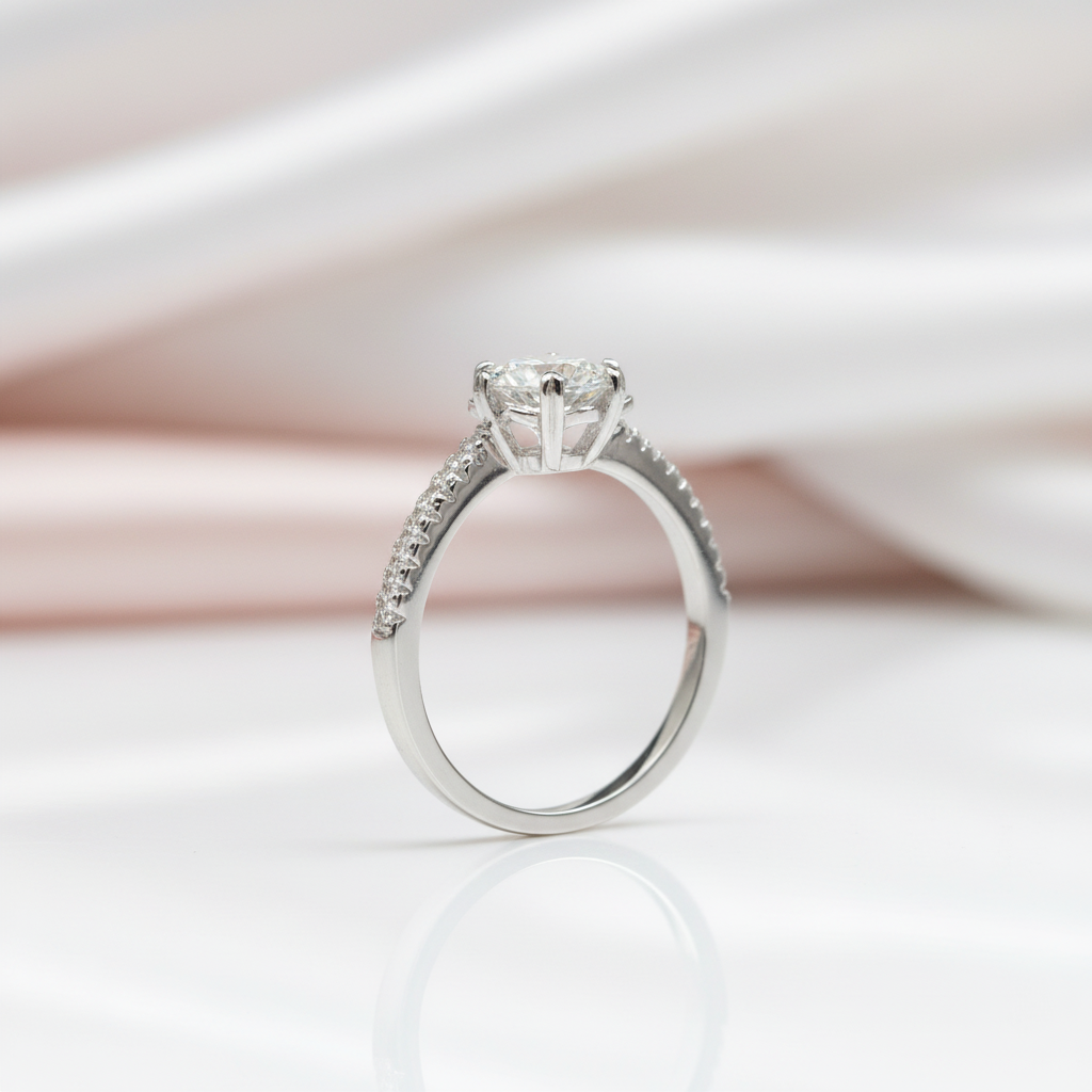 1.0 Ct Round Cut D Color Diamond Option Snowflake Engagement Ring-Black Diamonds New York