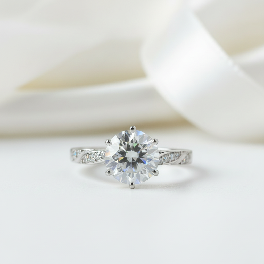 2.0 Ct Round Cut Diamond Option Twin Blossom Engagement Ring-Black Diamonds New York