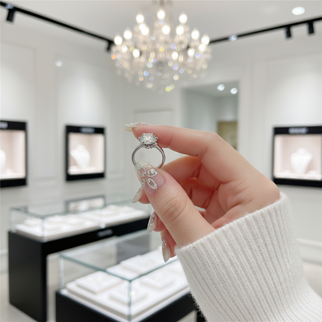 1.0 Ct 6.5mm Round Cut Diamond Snowflake Engagement Ring-Black Diamonds New York