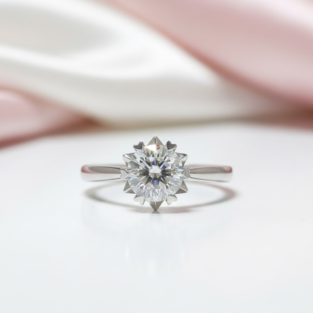 1.0 Ct 6.5mm Round Cut Diamond Option Snowflake Engagement Ring-Black Diamonds New York