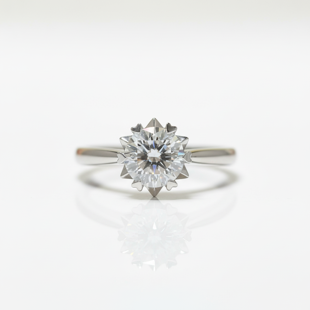1.0 Ct 6.5mm Round Cut Diamond Option Snowflake Engagement Ring-Black Diamonds New York