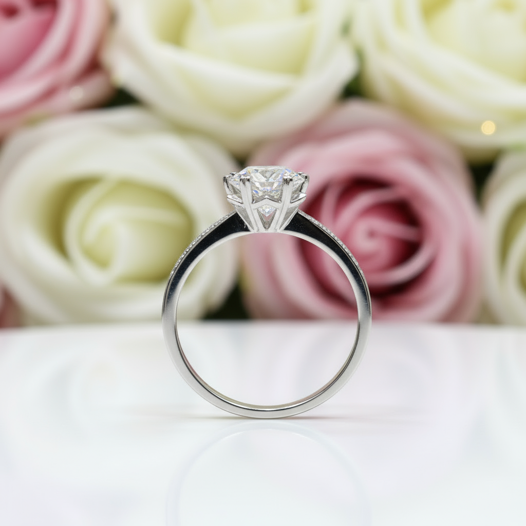 1.0 Ct Round Cut Diamond Snowflake Engagement Ring-Black Diamonds New York